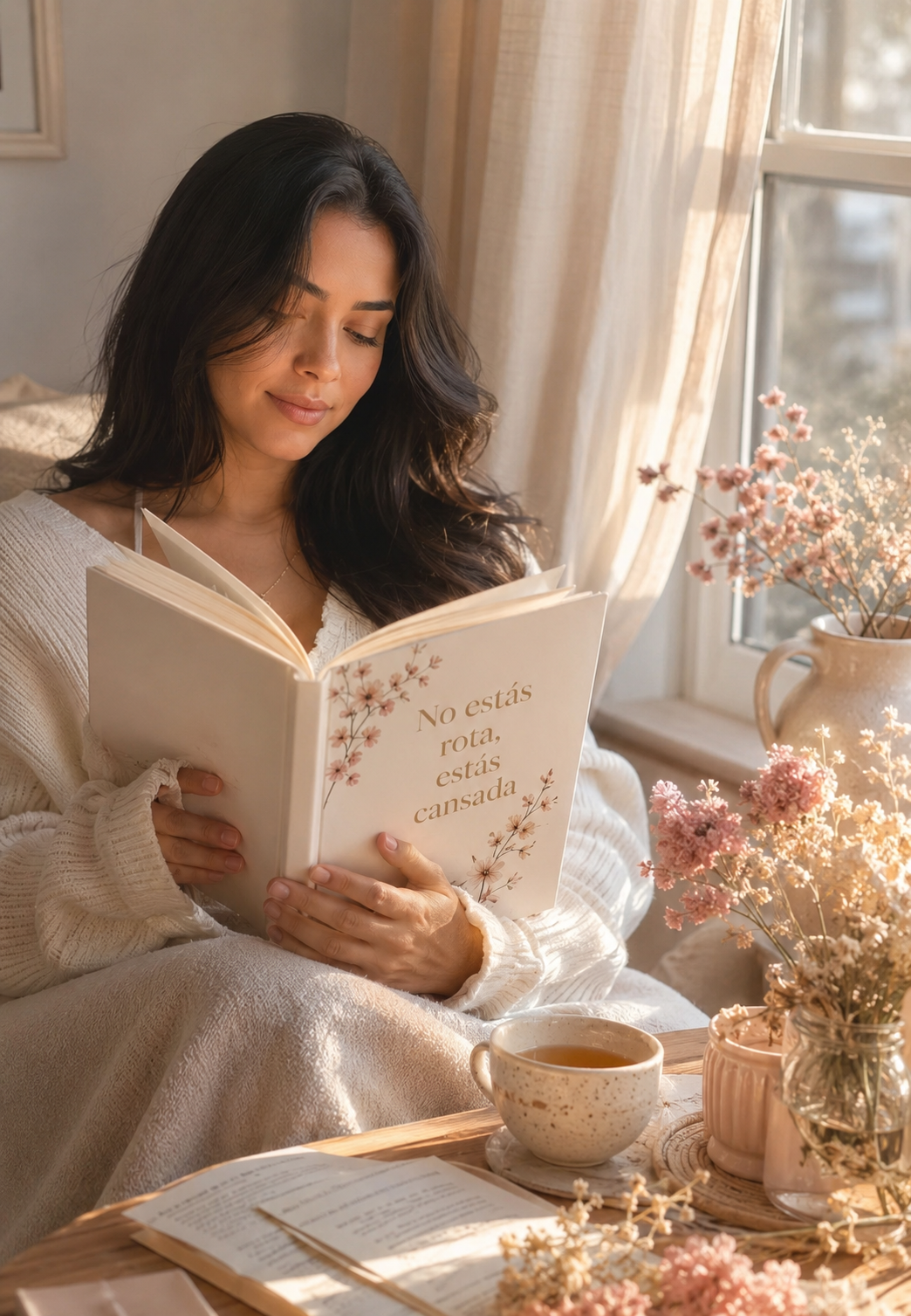 Foto lifestyle leyendo el libro No estás rota, estás cansada